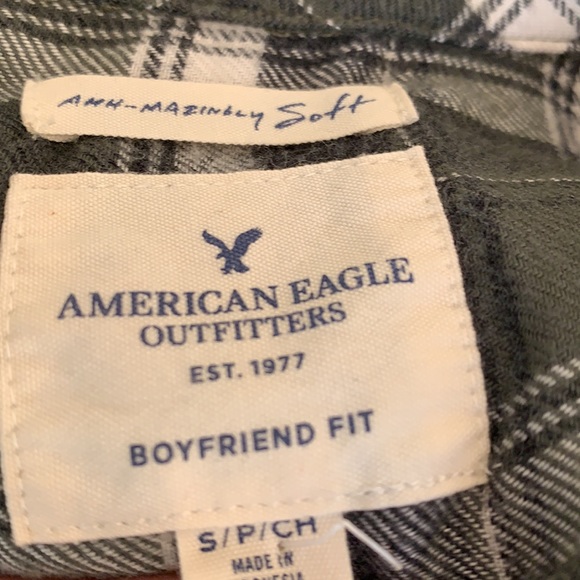American Eagle Ammmazingly Soft Green Plaid flannel Shirt - Picture 3 of 3